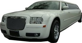 White Chrysler limo for hire, School Proms, Birthday celebrations and anniversaries. Cars for Stars (Halifax)