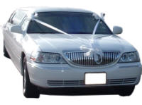 Cars for Stars (Halifax) - Wedding Limo. White Lincoln stretched wedding limousine with white ribbons